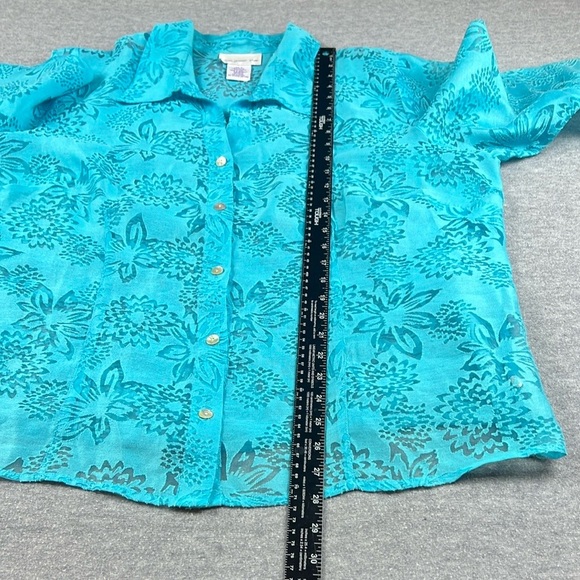 Vtg Susan Graver Women’s Size 1X Linen Blend Semi Sheer Blouse Top Boho Cottage - Picture 7 of 11